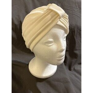 Vintage Betmar New York Classic Turban IVORY Stretch Polyester 60s Made In USA
